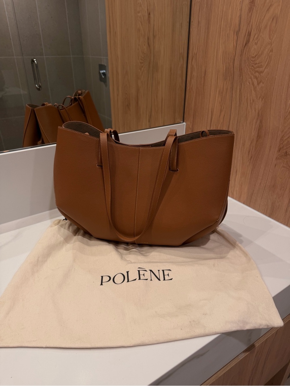 Polène Tan Leather Tote Bag